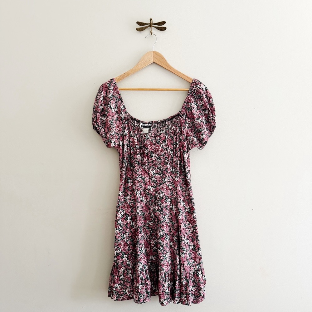 90s Moody Floral Button Up Mini Skater Dress